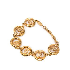 CHANEL Vintage Gold Logo Charm Bracelet